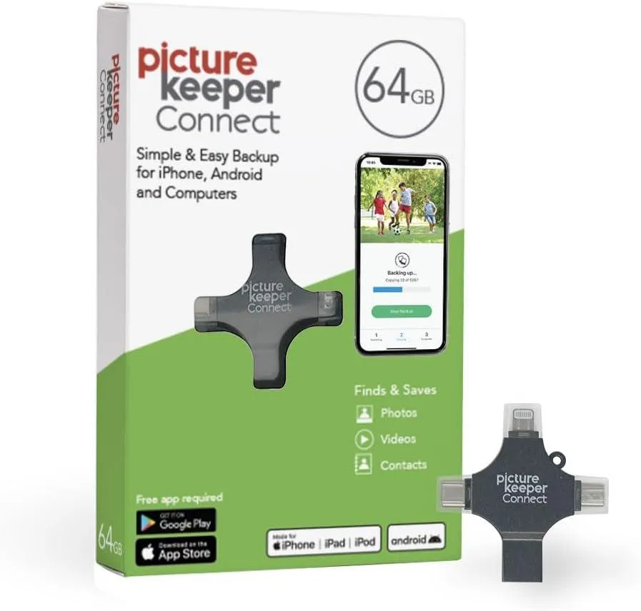 Picture Keeper Connect Photo & Video USB Flash Drive for Apple, Android & PC Devices, 64GB Thumb Drive Product Image jpg