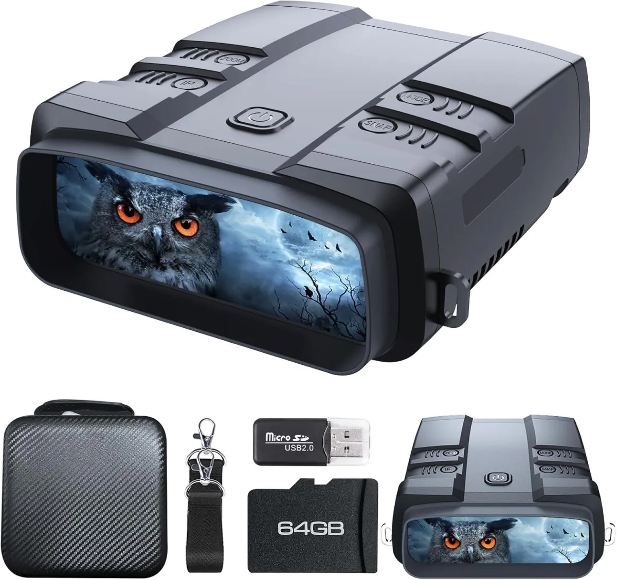 Night Vision Goggles, True 4K Night Vision Binoculars, Built-in Powerful Focusable IR, 6000mAh Rechargeable Battery, Super Large Display, Long Viewing Range, Free 64GB Card (Black 4k Pro) Product Image