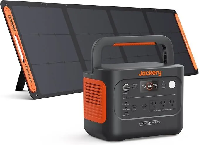 Jackery Solar Generator 1000 v2 with 200W Solar Panel,1070Wh Portable Power Station LiFePO4 Battery,1500W AC/100W USB-C Output, 1Hr Fast Charge for Outdoor,Off-Grid Living, RV, Emergency