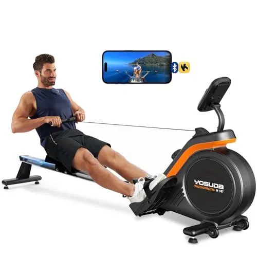 YOSUDA Magnetic/Water Rowing Machine 350 LB Weight Capacity - Foldable Rower for Home Use with Bluetooth, App Supported, Tablet Holder and Comfortable Seat Cushion