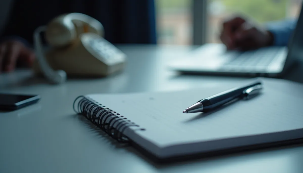 Stylized professional communication tools representing JKC & Associates’ readiness to connect.” or “Modern desk setup with notebook and pen, inviting contact with JKC & Associates.