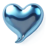 3D chrome icon of a speech bubble and heart for social media management services that build community.