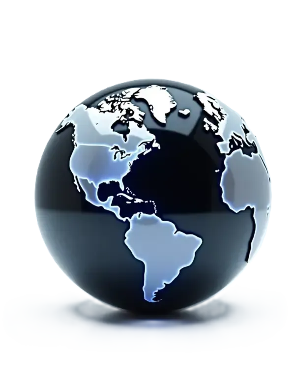 The "Global Connection" A stylized, abstract globe with glowing points of light connected by elegant lines. image
