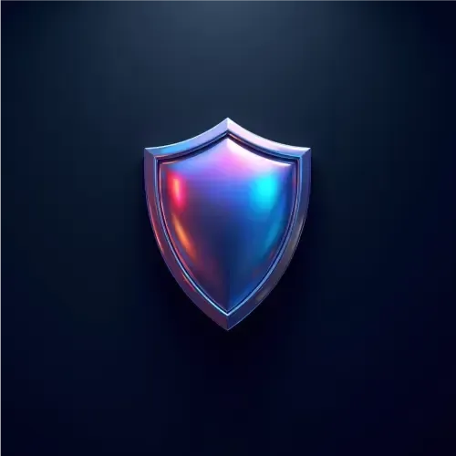 3D shield icon, centered on a dark slate blue background