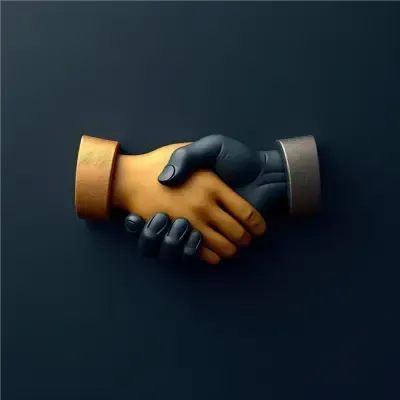 Icon of a firm handshake, representing Honesty, Integrity, and Trust.