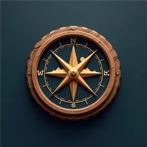 Icon of a rustic compass, representing the freedom to choose your own path and location.