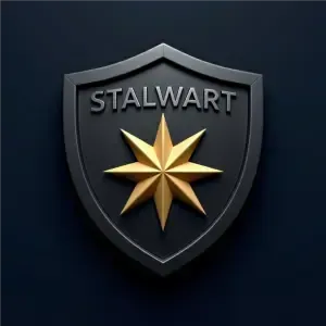Icon of a dark, forged metal shield with a golden star, symbolizing security and protection.