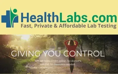 HealthLabs at-home lab testing kit for confidential health results. promo image