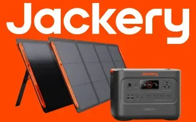 Jackery Logo Image Power For Anywhere Solar Generators and Rechargeable Powerstations