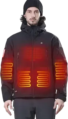 DEWBU Heated Jacket for Men with 12V Battery Pack Winter Outdoor Soft Shell Electric Heating Coat