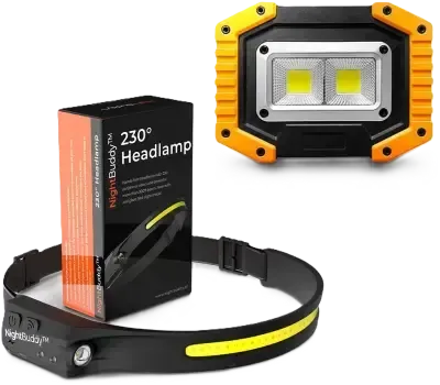 NightBuddy Original LED Headlamp Rechargeable Flashlight Adults Camping Essentials Backpacking Lights 4X Brighter Headband Lamp 5 Light Modes Hiking Gear Must Haves 