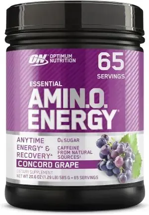Optimum Nutrition Amino Energy - Pre Workout with Green Tea, BCAA, Amino Acids, Keto Friendly, Green Coffee Extract, Energy Powder - Concord Grape, 65 Servings