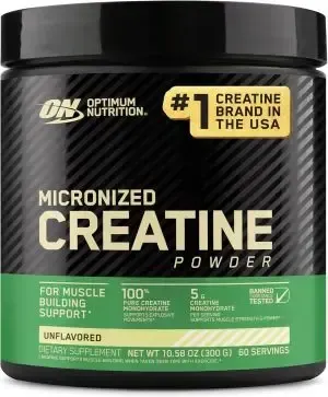 Optimum Nutrition Micronized Creatine Monohydrate Powder, Unflavored, 60 Servings, 300 Grams