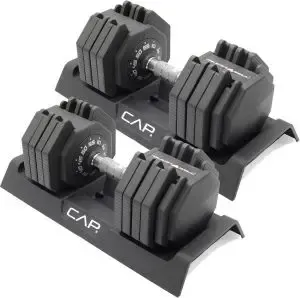 CAP Barbell ADJUSTABELL Adjustable 55 lb Hex Dumbbell Weights - Singles & Pairs | Multiple Handle Options