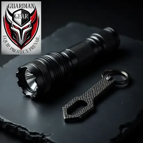 Matte black tactical gear on a slate surface, representing state-of-the-art personal security and protection tools.