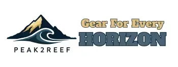 Peak2Reef logo, elite adventure gear brand connecting mountain peaks to ocean reefs