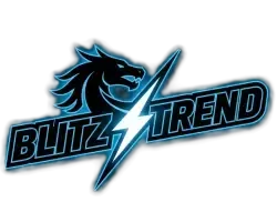 BlitzTrend official wordmark logo, minimalist modern typography in Deep Slate and Lightning Blue.