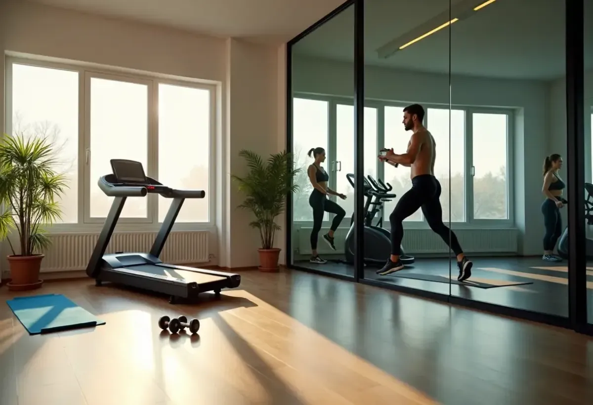 Home gym setup compared with a traditional gym environment