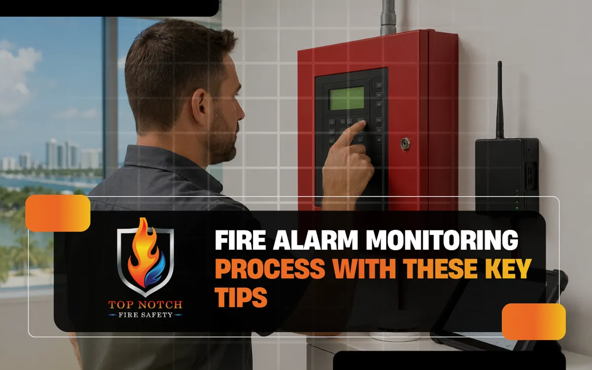 Fire alarm monitoring process for a commercial building in St. Petersburg