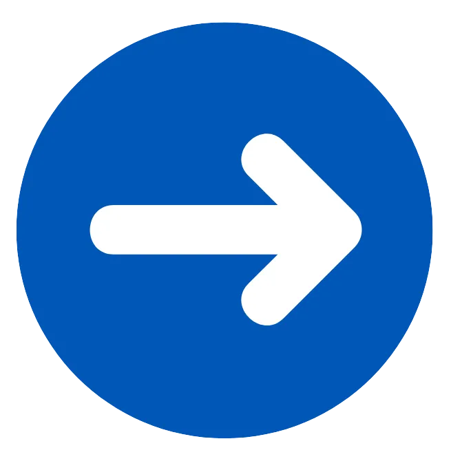 A blue circle shape with white arrow facing right.