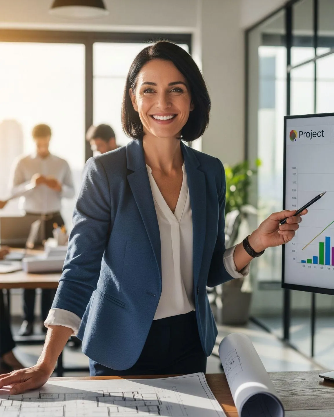 45yo professional woman confident about a project she is working on - generated by gemini