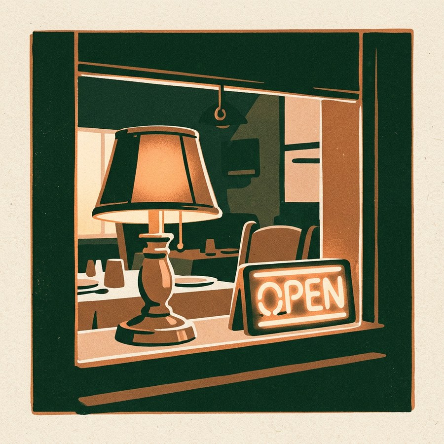A lamp in the window