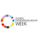 Global Entrepreneurship Week logo featuring a colorful circular design and text promoting entrepreneurship initiatives.