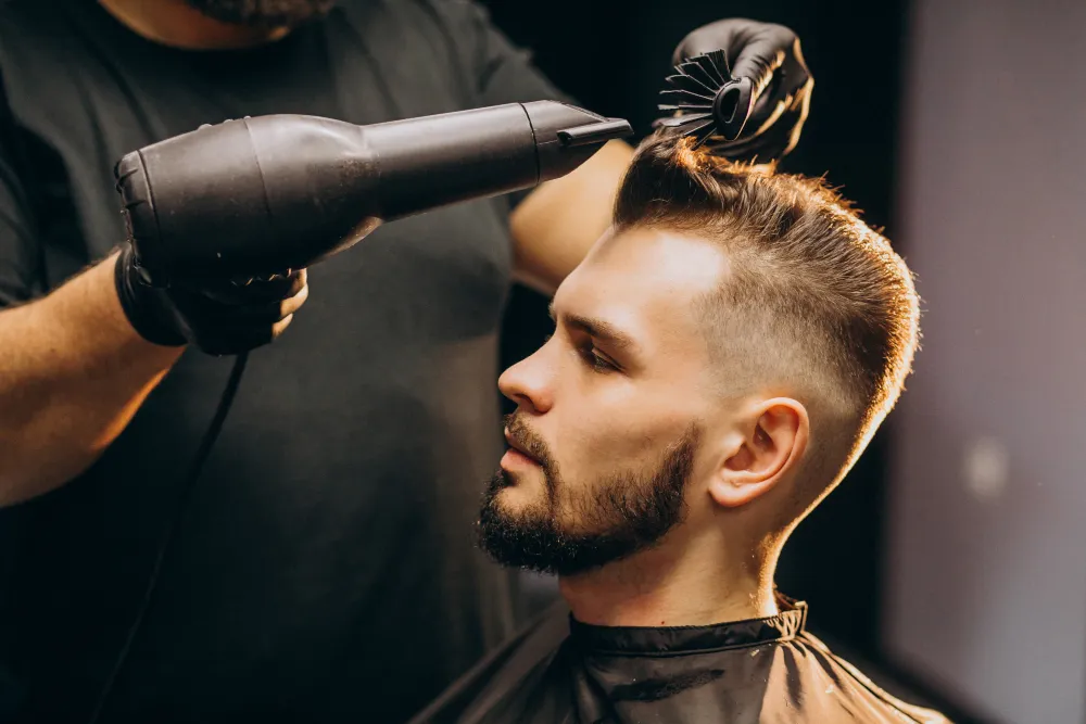 Close-up of a high skin fade haircut at Le Prestige Barbershop