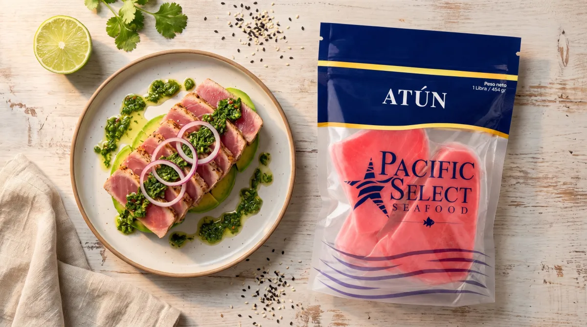 Tataki andino con aguacate y chimichurri de ají amarillo