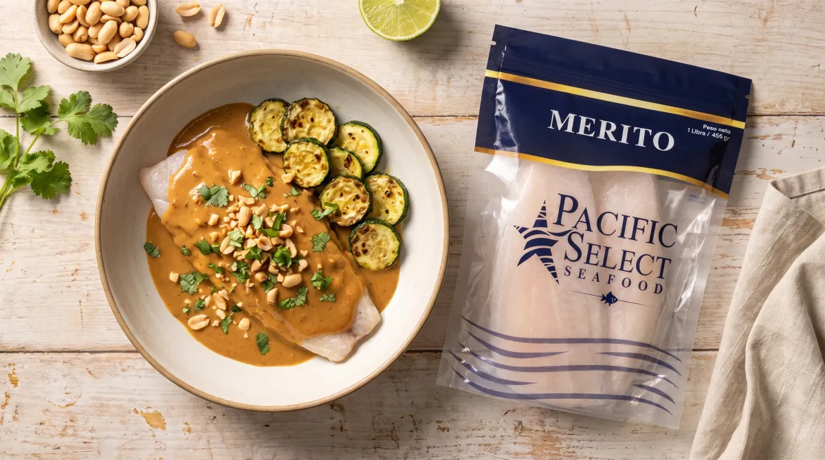 Mérito en salsa de maní y ají