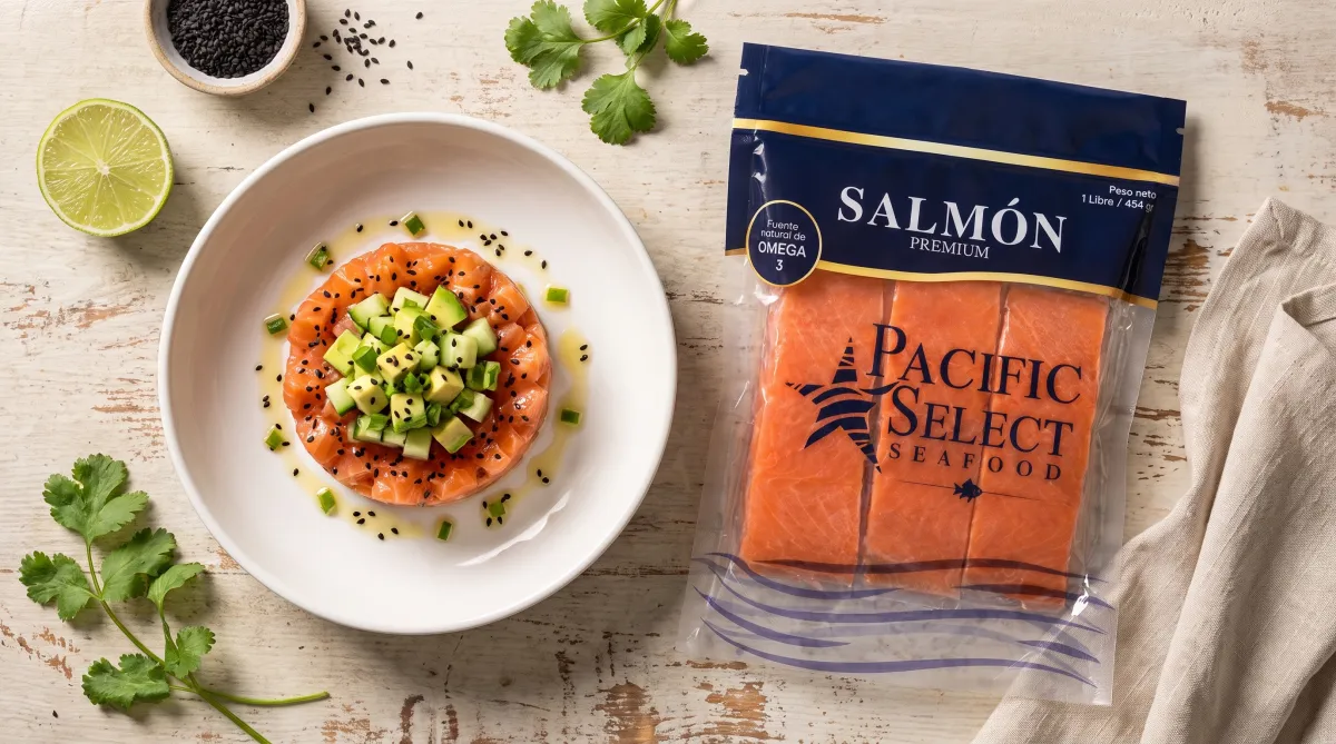 Tartar de salmón, aguacate y sésamo negro