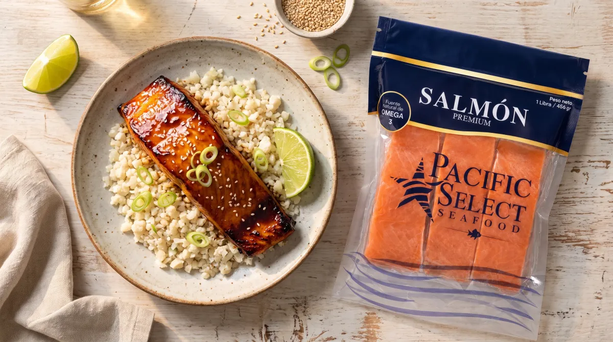 Salmón glaseado con tamari y limón