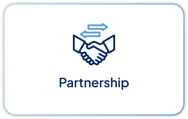 Handshake icon with text “Partnership."