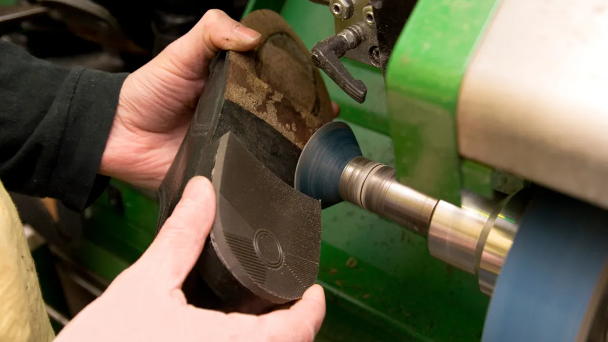 Shoe repair work at Palm Luxe Cleaners in Wellington, Florida