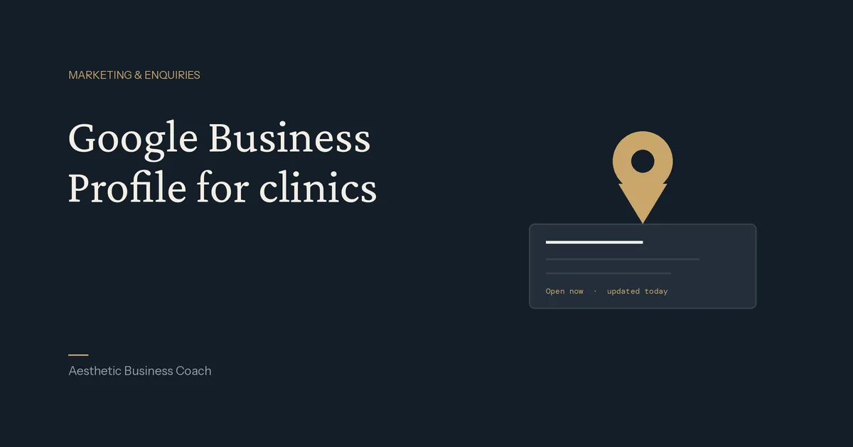 Map pin above a Google Business Profile card marked open now and updated today