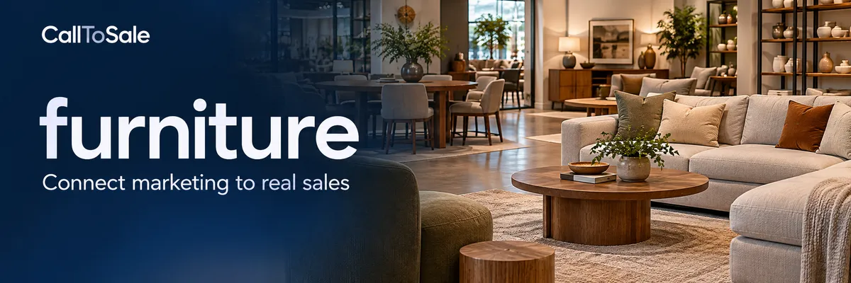 Furniture showroom banner for CallToSale offline conversion tracking with Shopify POS