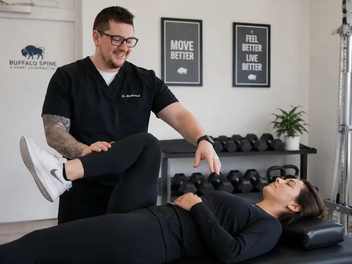 dr mac treatng a woman on the patient table