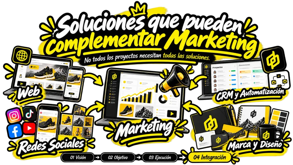 Soluciones complementarias de Kreative Medien para marketing, diseño, contenidos, web, CRM y comunicación comercial