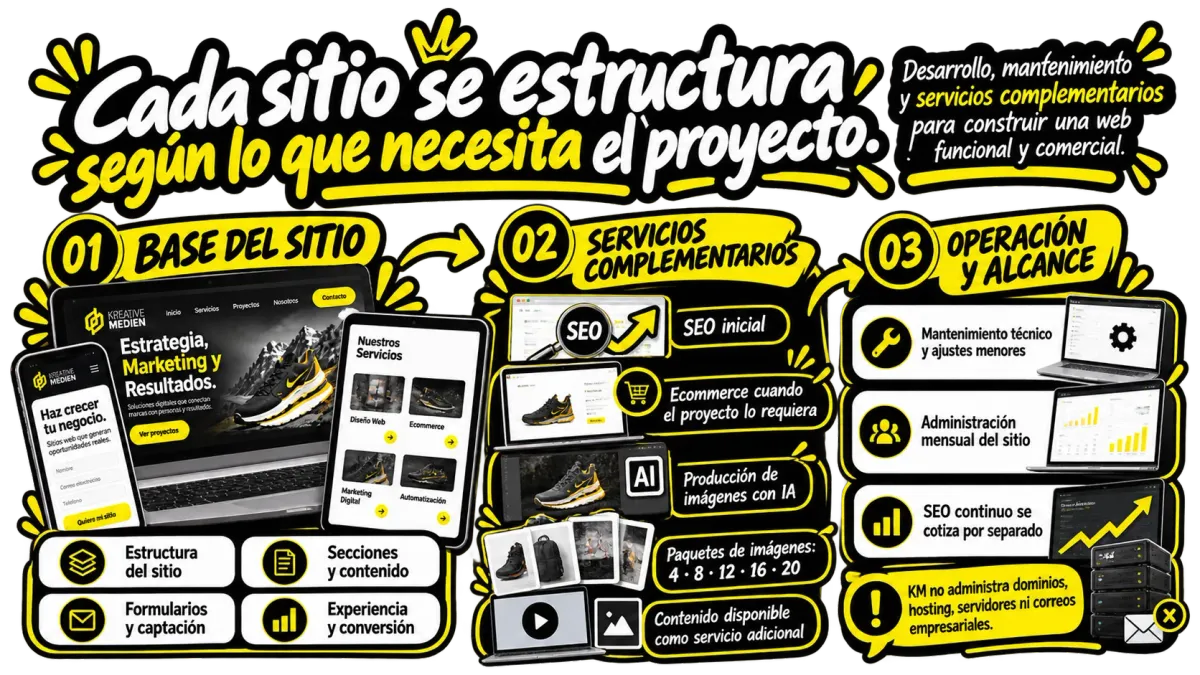 Soluciones web de Kreative Medien adaptadas a las necesidades, objetivos y alcance de cada proyecto