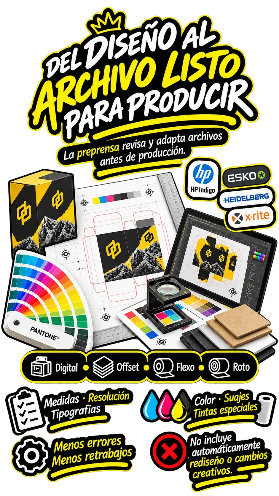 Preprensa y preparación técnica de archivos para impresión y producción en formato móvil