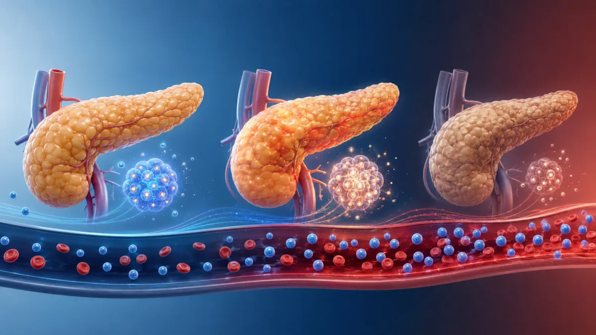 The stages of type 2 diabetes from normal glucose with high insulin to hyperglycemia and declining pancreatic beta-cell function