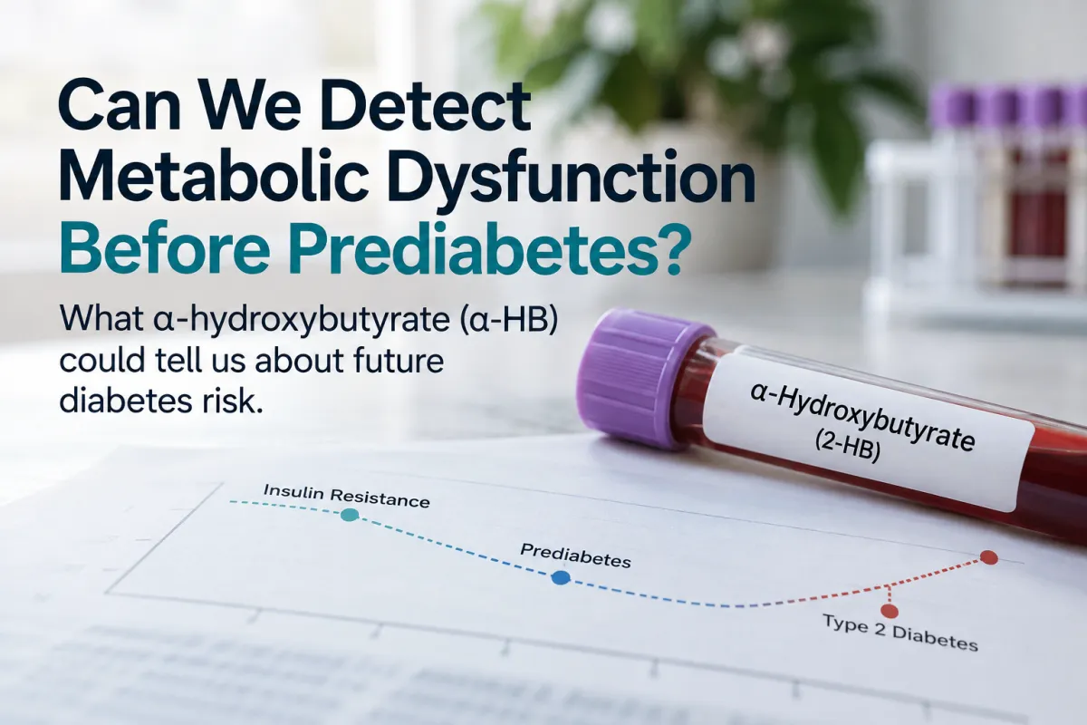 α-Hydroxybutyrate blood test illustrating its potential to detect metabolic dysfunction and diabetes risk before prediabetes develops.