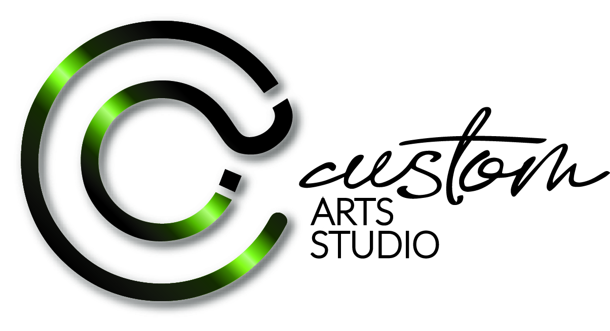 Lage green and black letter  logo of Custom Arts Studio