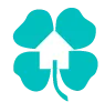 Torquoise clover logo of whiet house in center