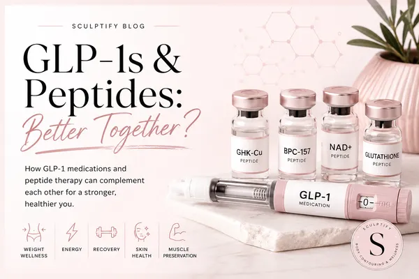 Featured image for a blog about combining GLP-1 medications with peptide therapy to support personalized wellness.