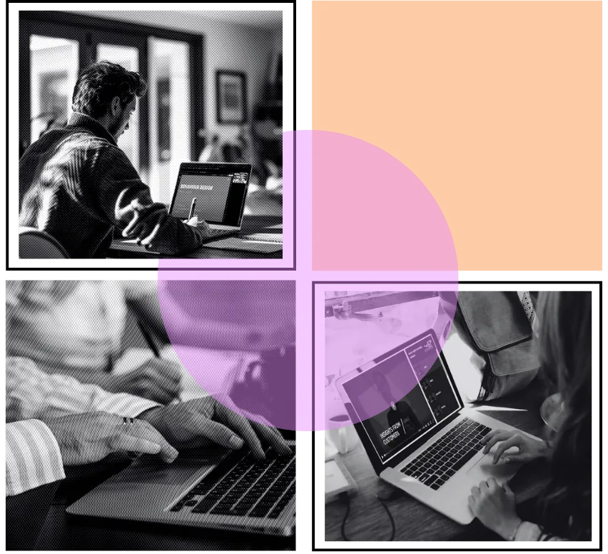 Images of various people taking our online courses & Trainings