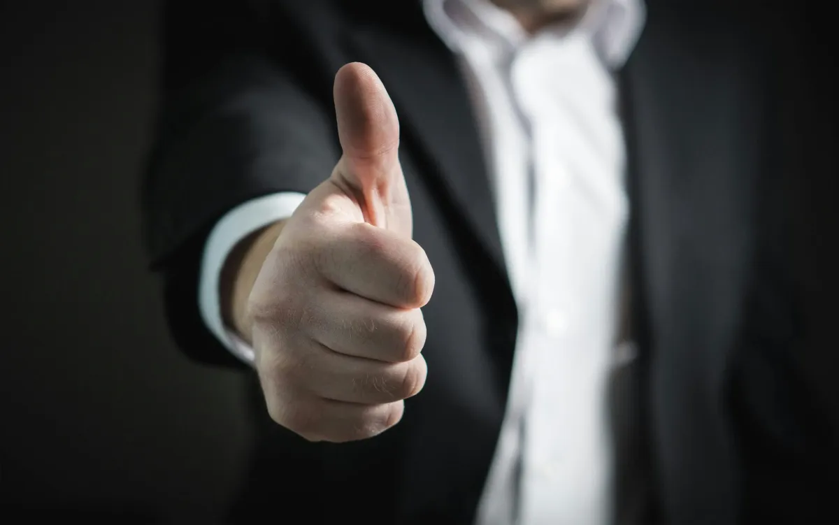 A thumbs up from professional. Photo by Pixabay: https://www.pexels.com/photo/close-up-of-human-hand-327533/