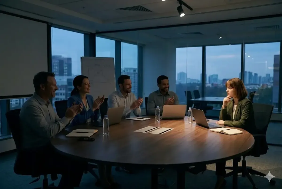 Ai generated image of everyone agreeing and one person is hesitant