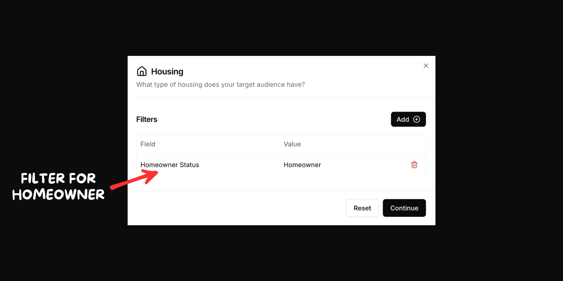 DataRevIQ Housing Audience Filter