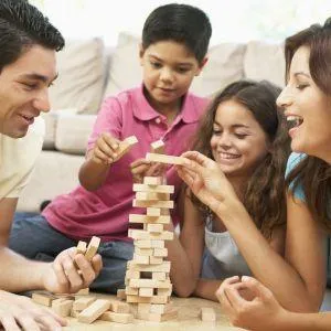 family playing a game together